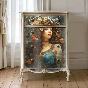 Elegante Art Nouveau Antieke Victoriaanse Godin Tissuepapier