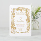 Elegante Art Nouveau Bloemen Border Wedding Kaart (Staand voorkant)