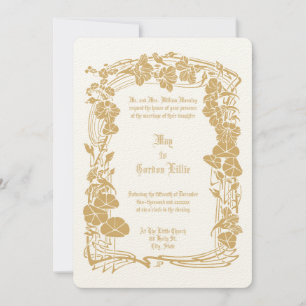 Elegante Art Nouveau Bloemen Border Wedding Kaart