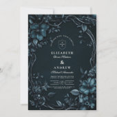 Elegante Art Nouveau Bloemen Halloween bruiloft Kaart (Voorkant)