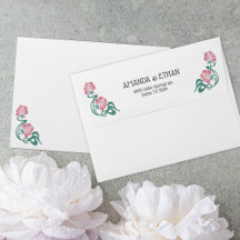 Elegante Art Nouveau Bloemen Witte Bruiloft Envelo