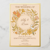 Elegante Art Nouveau Bloemenbruiloft Folie Uitnodiging (Voorkant)