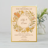 Elegante Art Nouveau Bloemenbruiloft Folie Uitnodiging (Staand Voorkant)