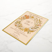 Elegante Art Nouveau Bloemenbruiloft Folie Uitnodiging (Gedraaid)