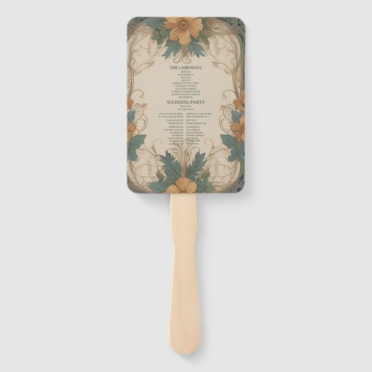 Elegante Art Nouveau Bloemenbruiloft Handwaaier (Achterkant)