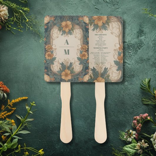 Elegante Art Nouveau Bloemenbruiloft Handwaaier