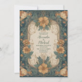 Elegante Art Nouveau Bloemenbruiloft Kaart (Voorkant)