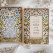 Elegante  Art Nouveau Bloemenbruiloft Kaart