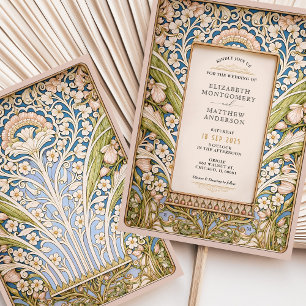 Elegante  Art Nouveau Bloemenbruiloft Kaart