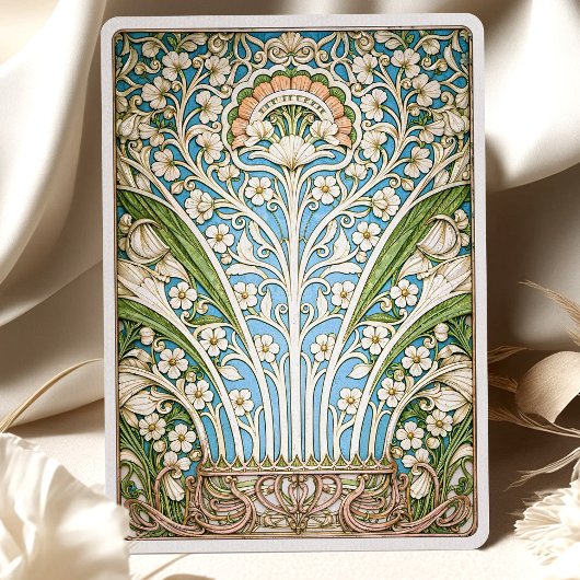 Elegante  Art Nouveau Bloemenbruiloft Kaart