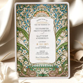 Elegante  Art Nouveau Bloemenbruiloft Kaart