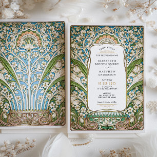 Elegante Art Nouveau Bloemenbruiloft Kaart