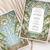 Elegante  Art Nouveau Bloemenbruiloft Kaart