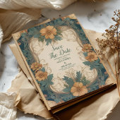Elegante Art Nouveau Bloemenbruiloft Save The Date