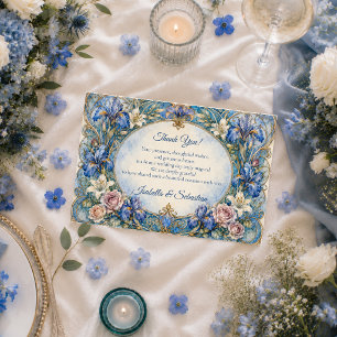 Elegante Art Nouveau bloemige bruiloft Bedankkaart
