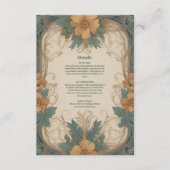 Elegante Art Nouveau Bloemige Bruiloft Informatiekaartje (Voorkant)