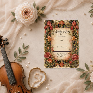 Elegante Art Nouveau bloemige bruiloft RSVP Kaartje