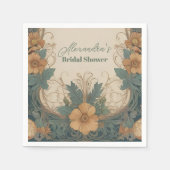 Elegante Art Nouveau bloemrijke Bruiloftsshowers Servet (Voorkant)