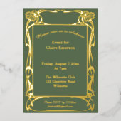 Elegante Art nouveau bloemrijke lijst Folie Uitnodiging (Voorkant)