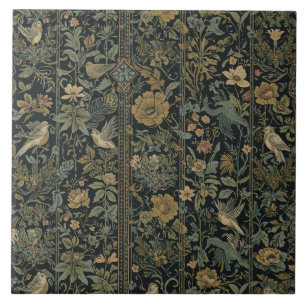 Elegante Art Nouveau bloemrijke vogel vintage bota Tegeltje