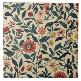 Elegante Art Nouveau bloemrijke vogel vintage bota Tegeltje