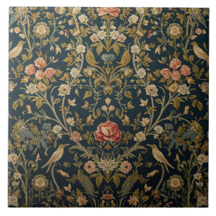 Elegante Art Nouveau bloemrijke vogel vintage bota Tegeltje
