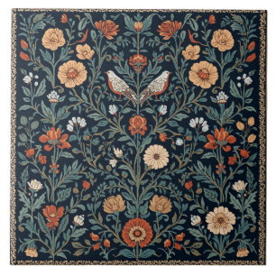 Elegante Art Nouveau bloemrijke vogel vintage bota Tegeltje
