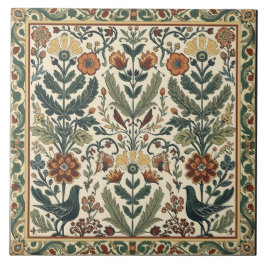 Elegante Art Nouveau bloemrijke vogel vintage bota Tegeltje