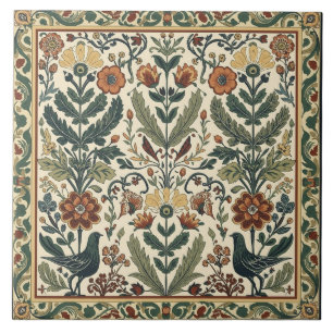 Elegante Art Nouveau bloemrijke vogel vintage bota Tegeltje