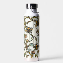 Elegante art nouveau botanische bij glasschilderin