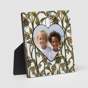 Elegante art nouveau botanische bij glasschilderku fotoplaat