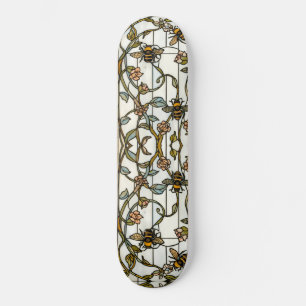 Elegante art nouveau botanische bij glasschilderku persoonlijk skateboard