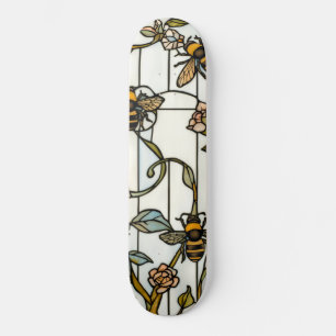 Elegante art nouveau botanische bij glasschilderku persoonlijk skateboard