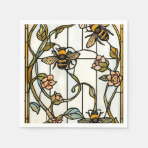 Elegante art nouveau botanische bij glasschilderku