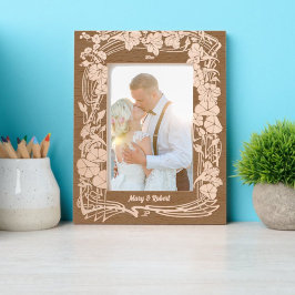 Elegante Art Nouveau Botanische Bloemenrand Gegraveerde Lijstjes