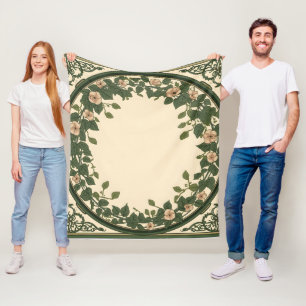 Elegante Art Nouveau botanische bloemenslingers fl Fleece Deken