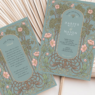 Elegante Art Nouveau bruidslelie bruiloft Kaart
