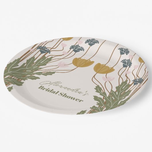 Elegante Art Nouveau-Bruidsuitnodiging met bloemen Papieren Bordje (Gekanteld)