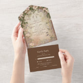 Elegante Art Nouveau bruiloft All In One Uitnodiging (Afscheurbaar)