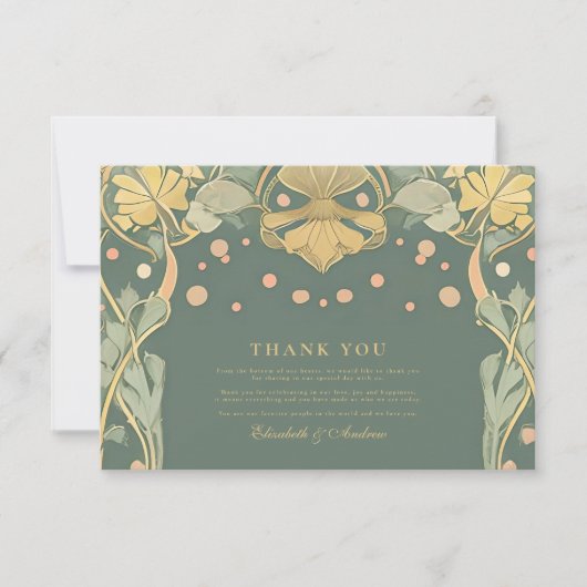 Elegante Art Nouveau bruiloft Bedankkaart (Voorkant)