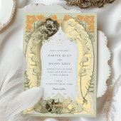 Elegante Art Nouveau bruiloft Bloemen Ontwerp Folie Uitnodiging