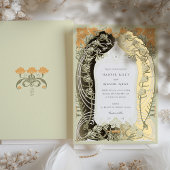 Elegante Art Nouveau bruiloft Bloemen Ontwerp Folie Uitnodiging