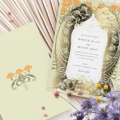 Elegante Art Nouveau bruiloft Bloemen Ontwerp Folie Uitnodiging