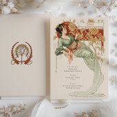 Elegante Art Nouveau Bruiloft Drinken Menu Kaart