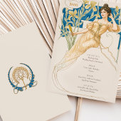 Elegante Art Nouveau Bruiloft Drinken Menu Kaart