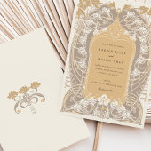 Elegante Art Nouveau bruiloft gouden crème tonen Kaart