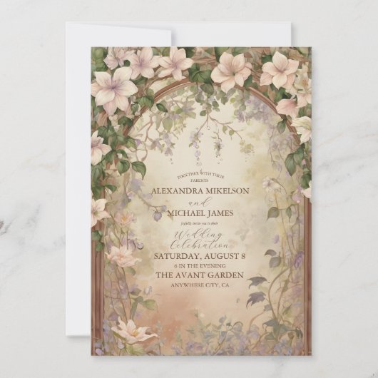 Elegante Art Nouveau bruiloft Kaart (Voorkant)