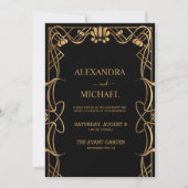 Elegante Art Nouveau bruiloft Kaart (Voorkant)