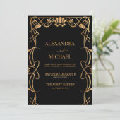 Elegante Art Nouveau bruiloft Kaart (Staand voorkant)