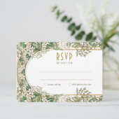 Elegante Art Nouveau bruiloft RSVP Kaart (Staand voorkant)